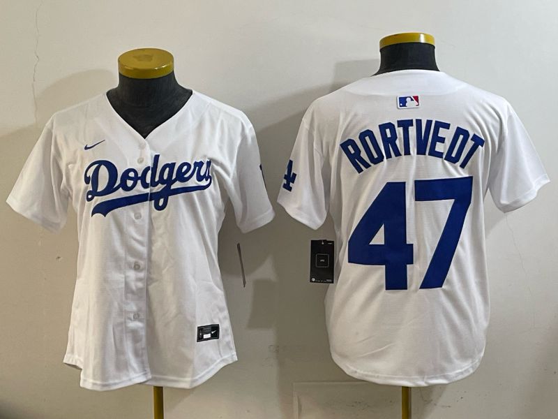 Youth Los Angeles Dodgers #47 Rortvedt White blue 2026 Nike Game MLB Jersey 001->youth mlb jersey->Youth Jersey